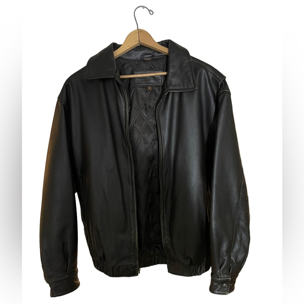 St. Johns Bay mens Black real leather Jacket